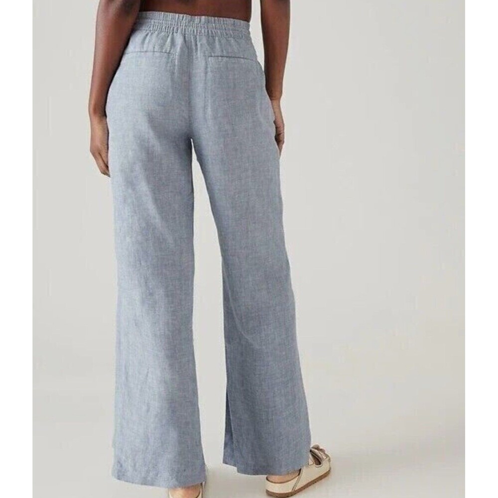 Athleta Retreat Linen Wide Leg Pant 4 Chambray Blue - Picture 2 of 12